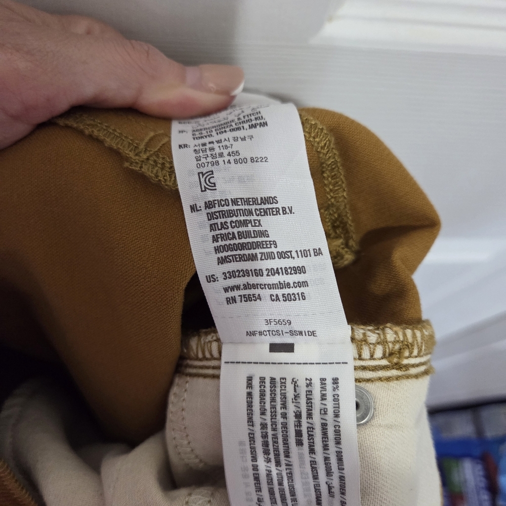 Hollister Men Skinny 5 Pocket Corduroy Pants Brown Tan 33 X 32 Y2K Mallcore - Picture 9 of 12